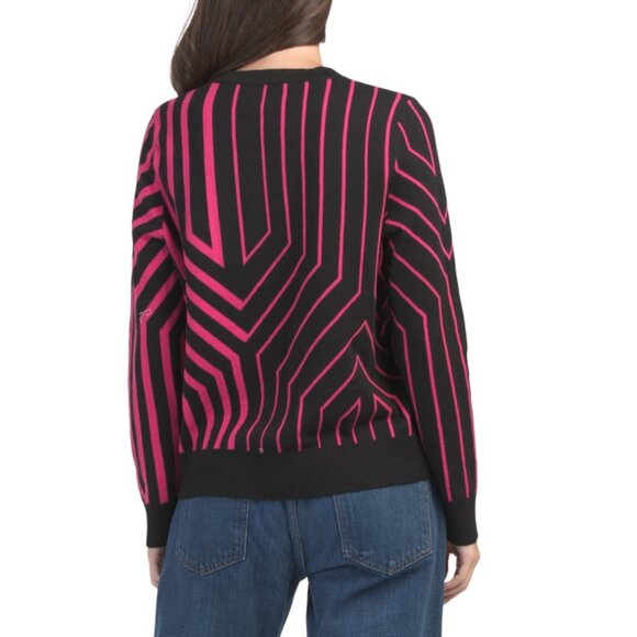 EDINBURGH KNITS Black/Caramel Geometric Crew Neck Sweater - Picture 2 of 2